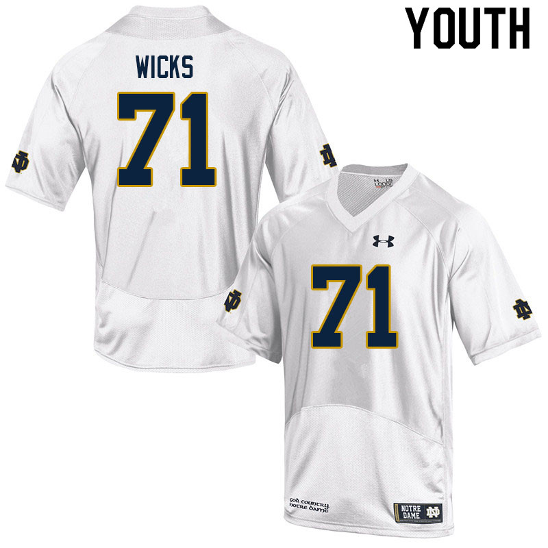Youth #71 Brennan Wicks Notre Dame Fighting Irish College Football Jerseys Sale-White - Click Image to Close